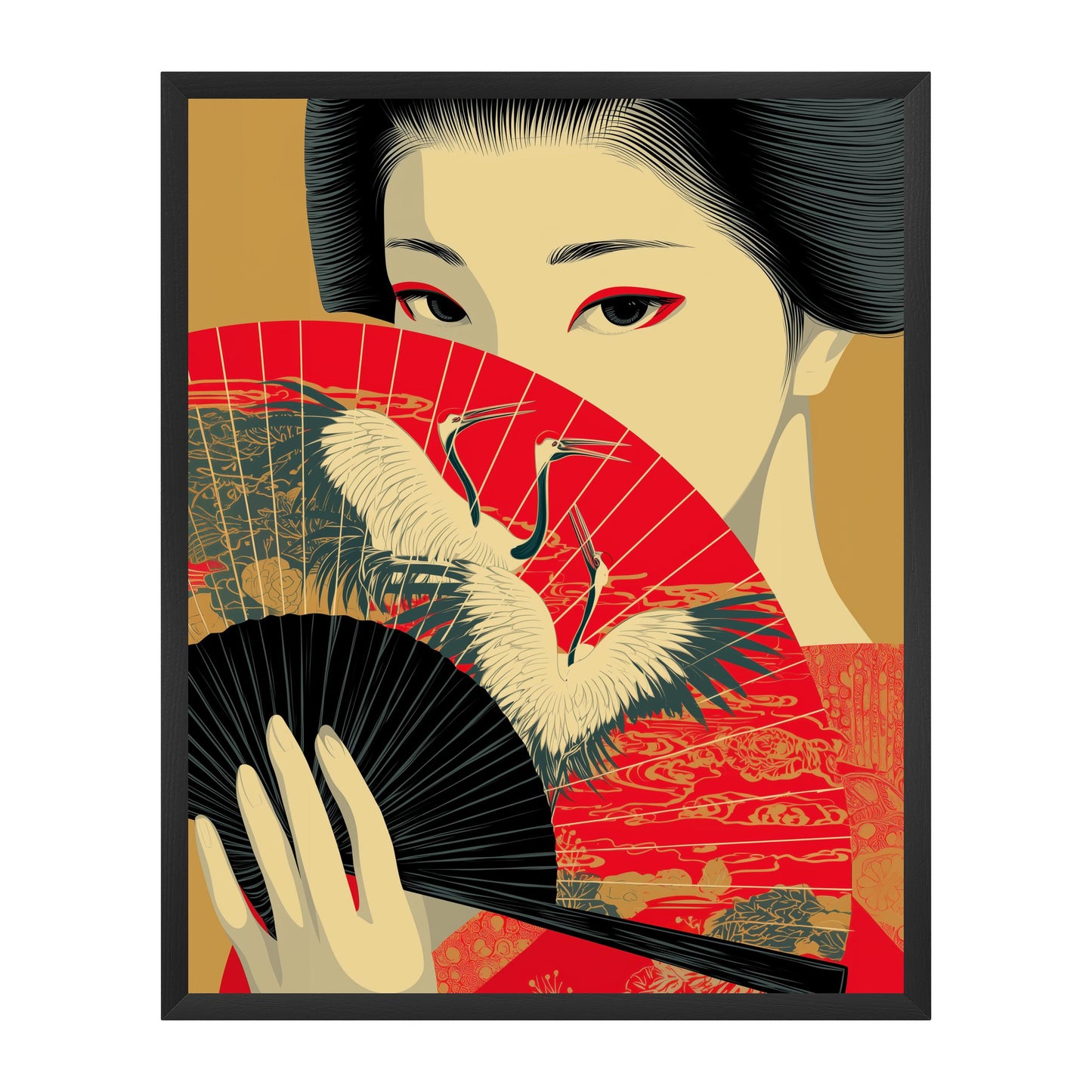Japanese Geisha — Wooden Framed Poster
