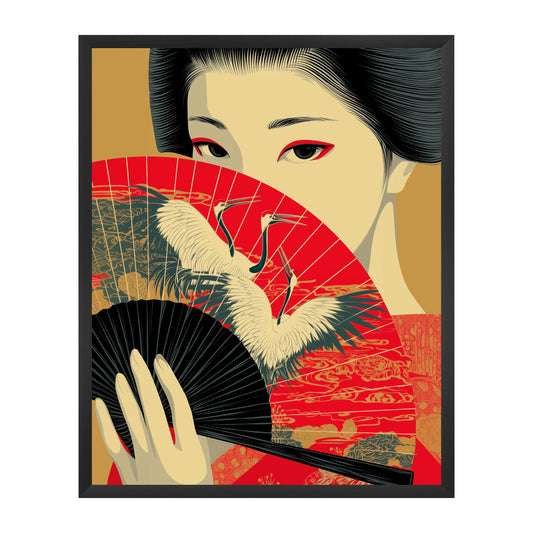 Japanese Geisha — Wooden Framed Poster