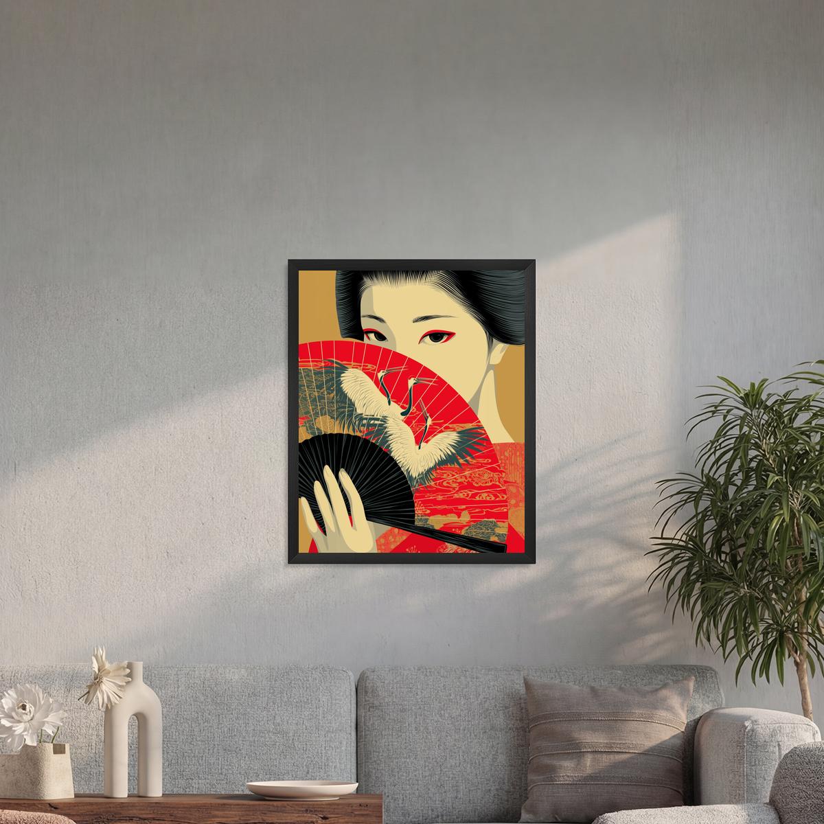 Japanese Geisha — Wooden Framed Poster