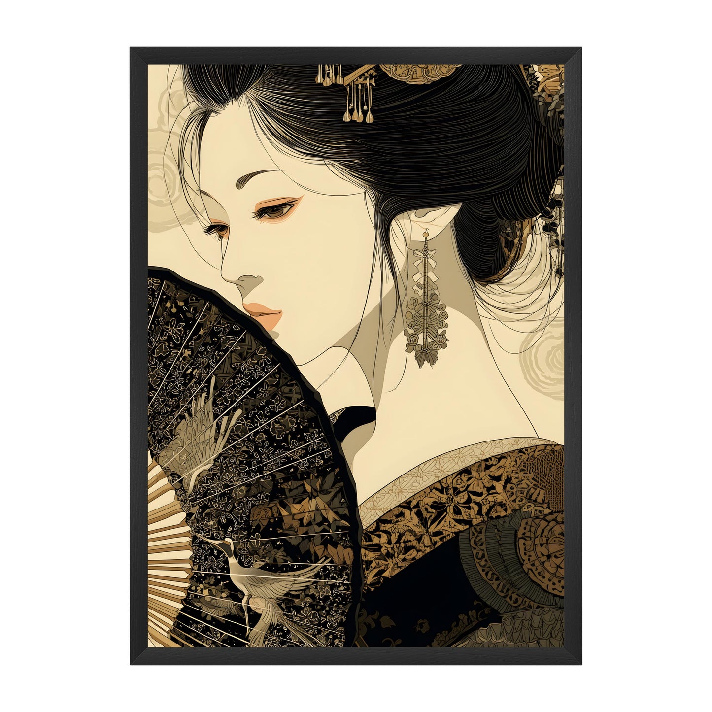 Japanese Geisha 02 — Wooden Framed Poster