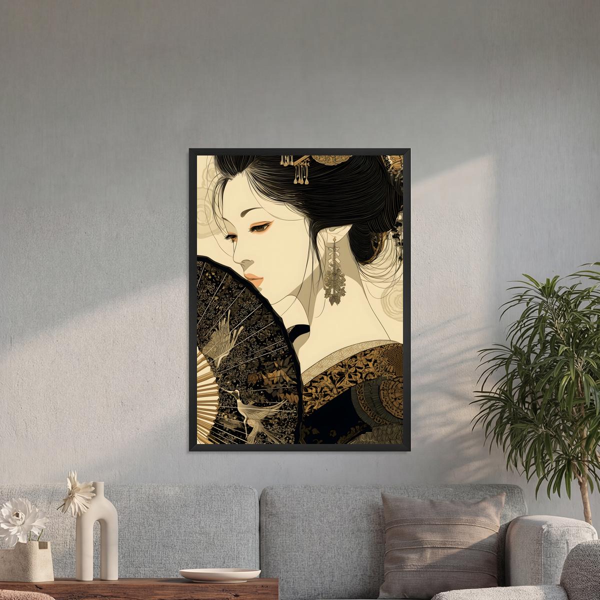 Japanese Geisha 02 — Wooden Framed Poster